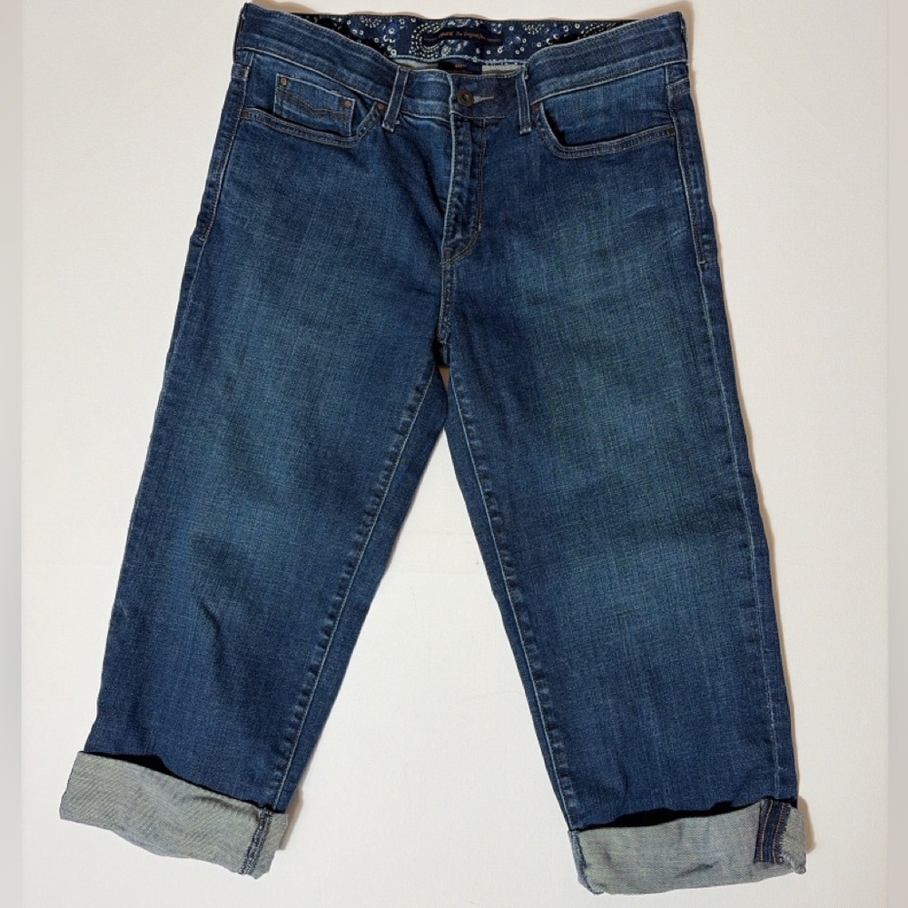Levis 525 Perfect Waist Capri Jeans Womens Size 10 Blue Stretch Denim Cuffed